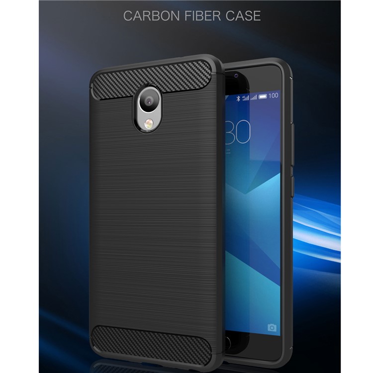 Carbon Fibre Brushed TPU Cover Case for Meizu m5 Note - Dark Blue-2
