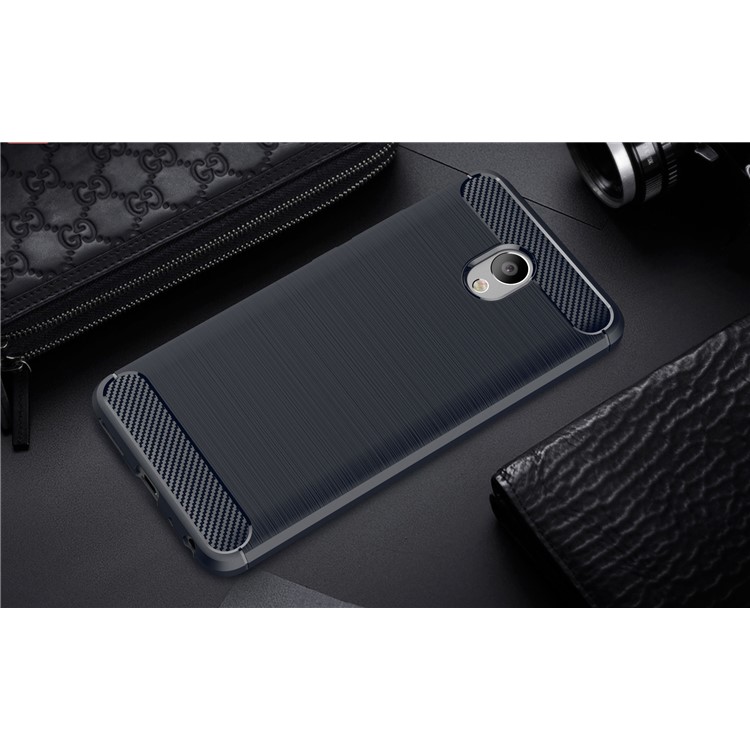 Carbon Fibre Brushed TPU Cover Case for Meizu m5 Note - Dark Blue-3