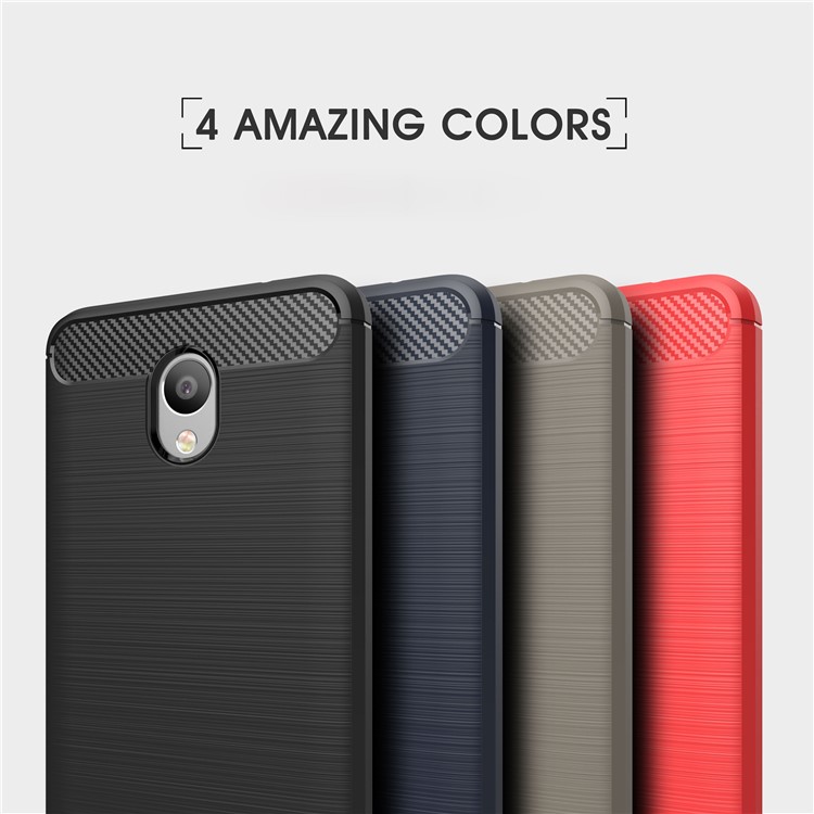 Carbon Fibre Brushed TPU Cover Case for Meizu m5 Note - Dark Blue-4