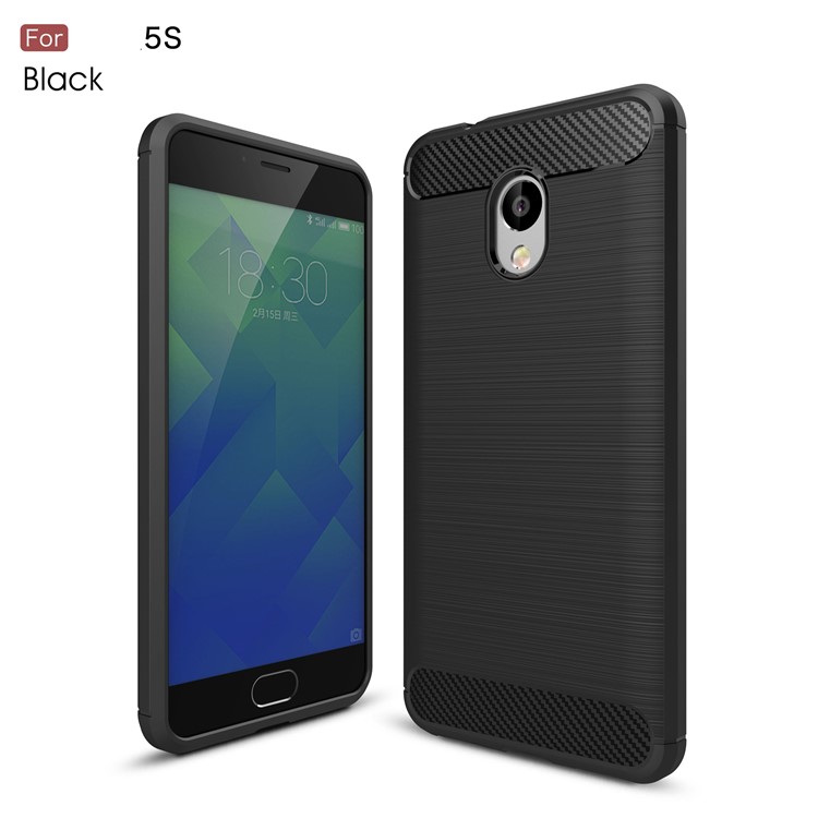 Carbon Fibre Brushed TPU Case for Meizu M5s - Black-1