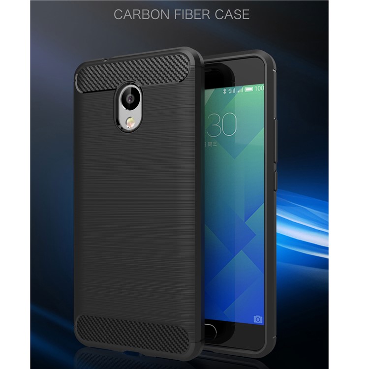 Carbon Fibre Brushed TPU Case for Meizu M5s - Black-2