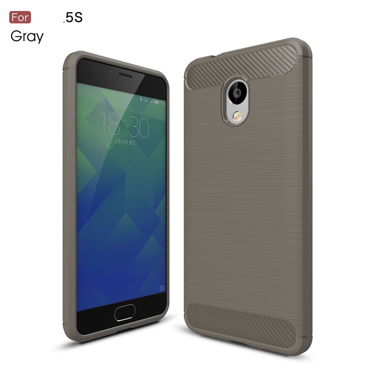 Carbon Fibre Brushed TPU Phone Case for Meizu M5s - Grey-1