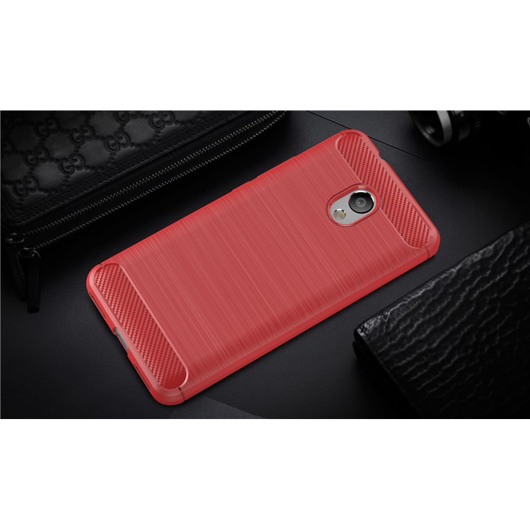 Carbon Fibre Brushed TPU Gel Case for Meizu M5s - Red-2