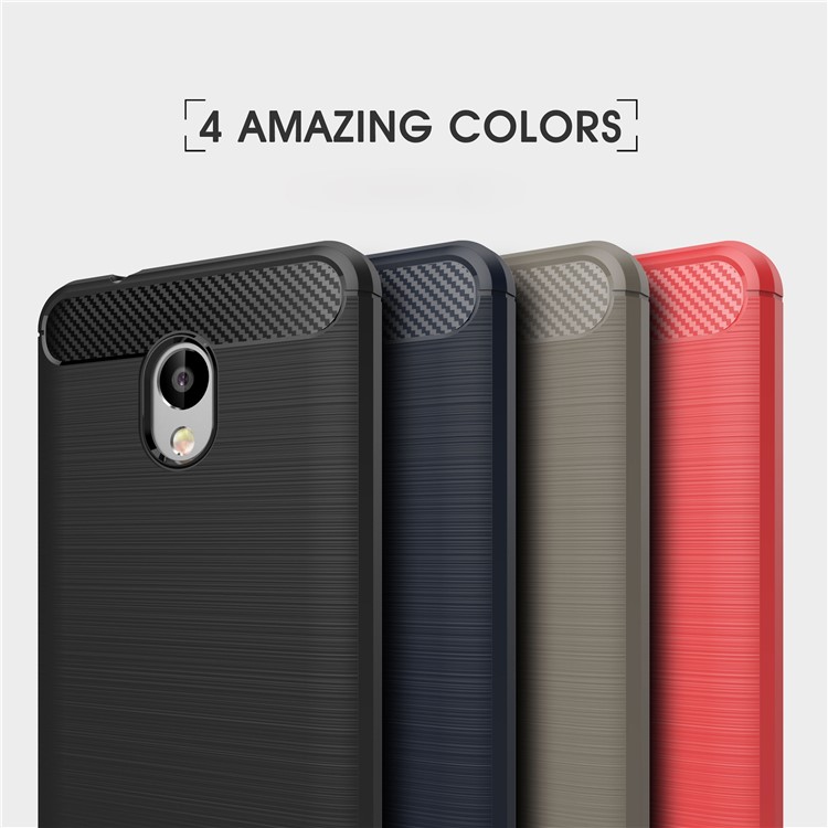 Carbon Fibre Brushed TPU Gel Case for Meizu M5s - Red-3