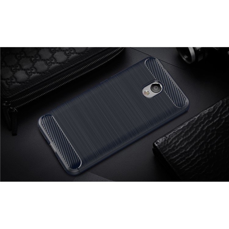 Carbon Fibre Brushed TPU Cover Case for Meizu M5s - Dark Blue-2