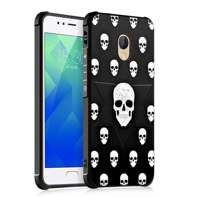 Patterned Four Corners Air-cushioning Drop-proof TPU Mobile Casing for Meizu M5s - Skulls-1
