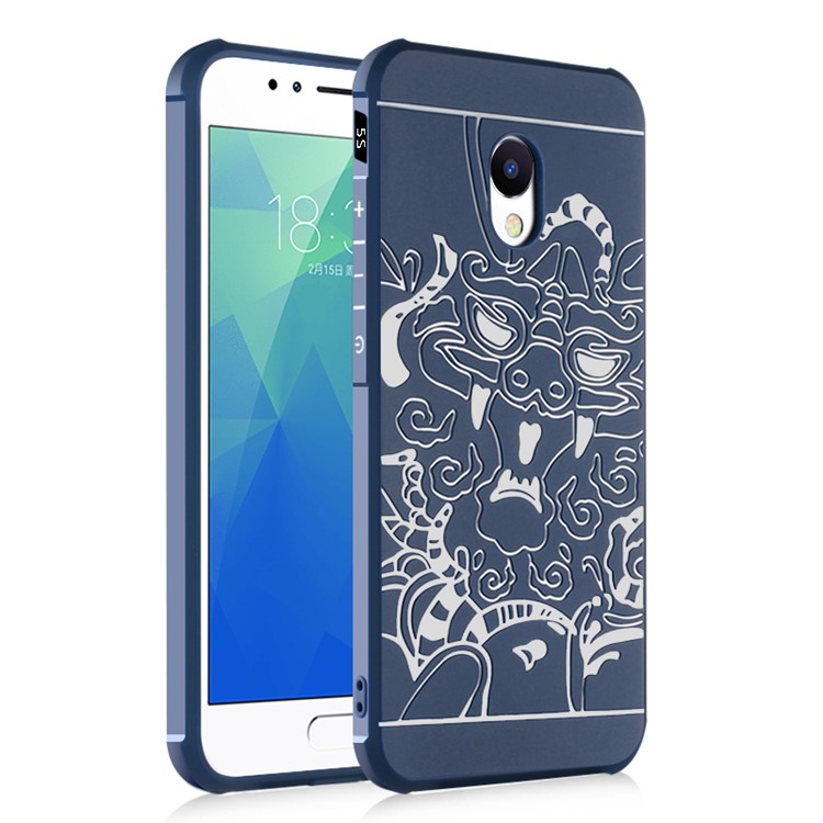 For Meizu M5s All-wrapped Drop-proof TPU Cell Phone Casing - Dragon / Dark Blue-1