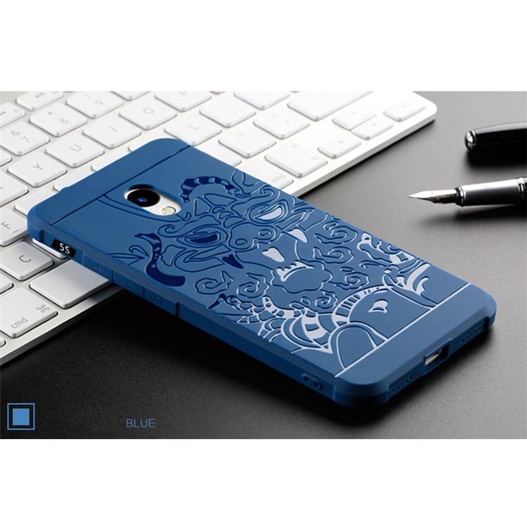 For Meizu M5s All-wrapped Drop-proof TPU Cell Phone Casing - Dragon / Dark Blue-2