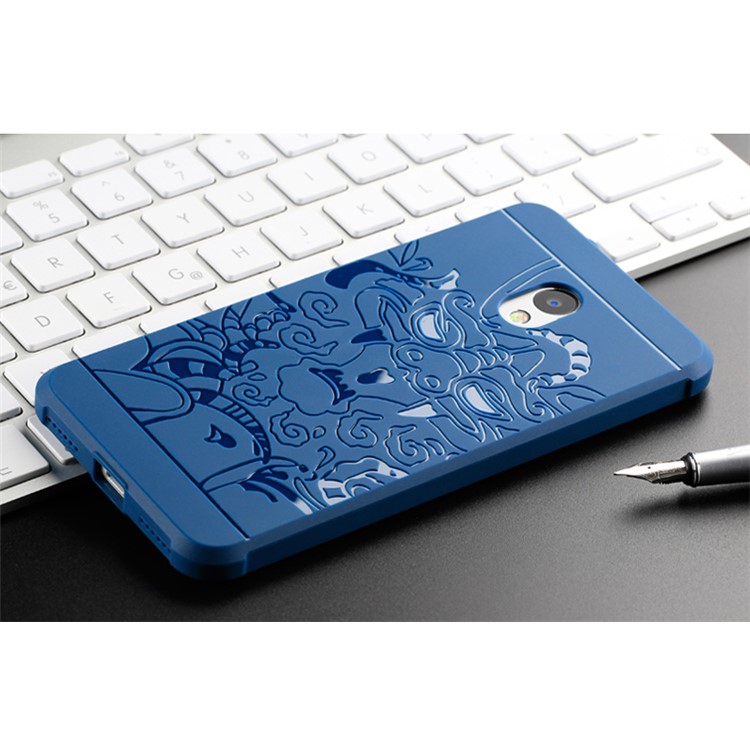 For Meizu M5s All-wrapped Drop-proof TPU Cell Phone Casing - Dragon / Dark Blue-3