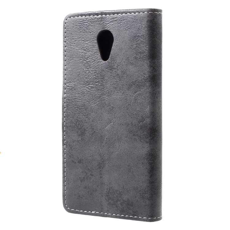For Meizu M5c Retro Style Wallet Stand Leather Flip Protective Shell - Black-3