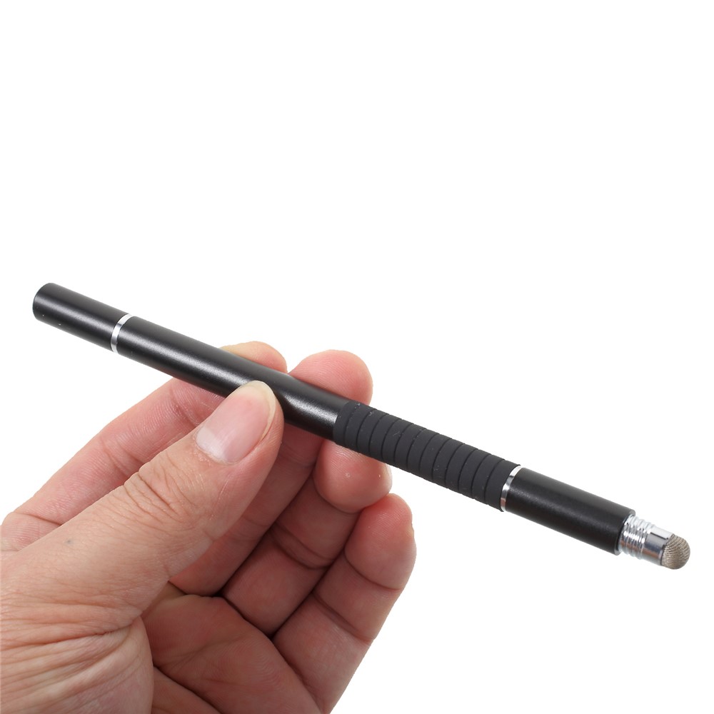 3-in-1 Mini Touch Screen Pen + Drawing Pen + Ball Point Pen for iPhone iPad Samsung etc - Black-3