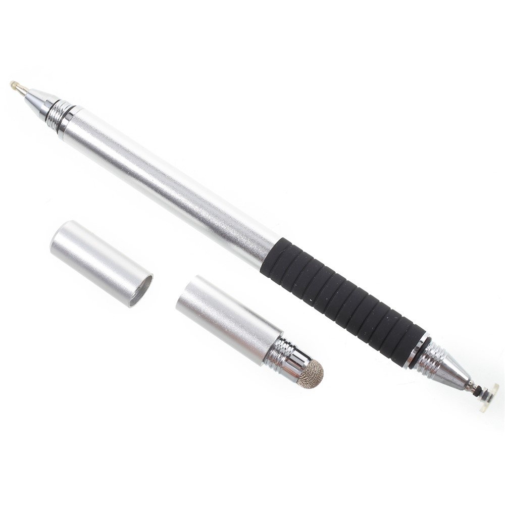 3-in-1 Compact Stylus Pen + Drawing Pen + Ball Point Pen for iPhone iPad Samsung etc - Silver-5