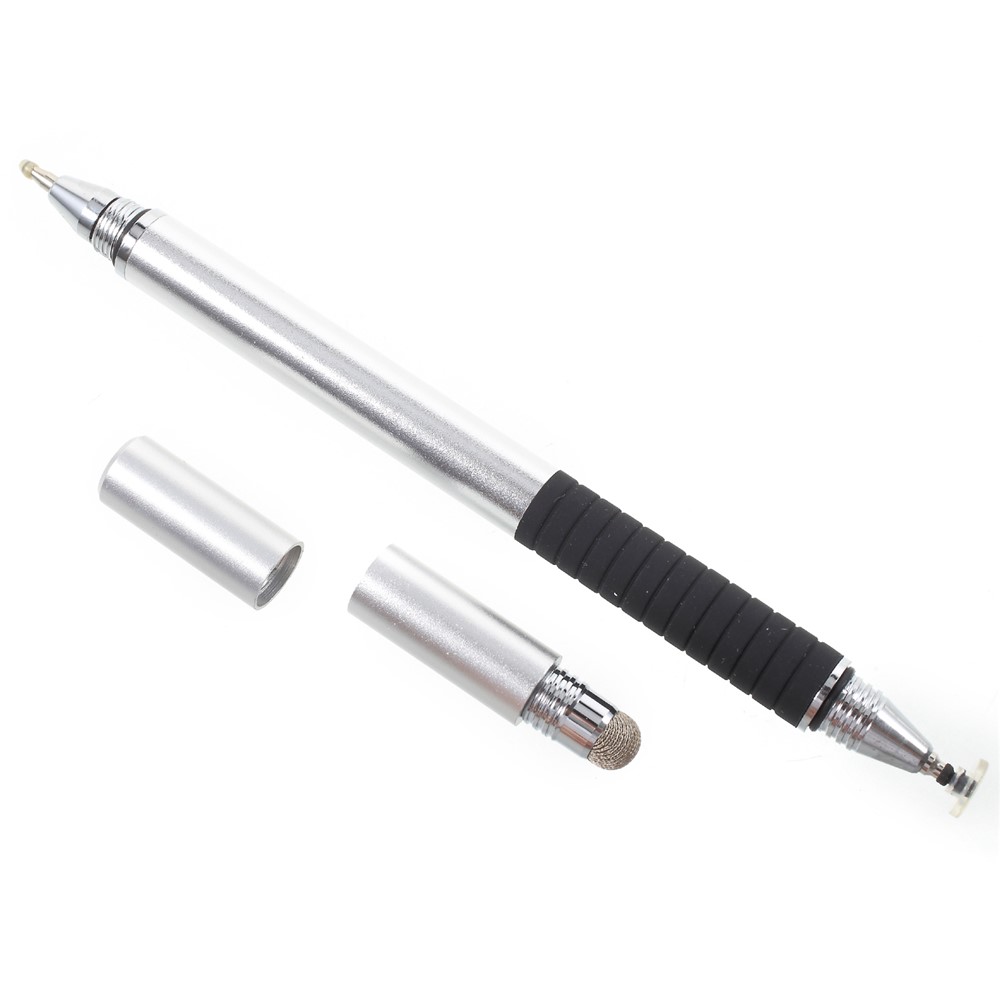 3-in-1 Touch Screen Stylus Pen + Drawing Pen + Ball Point Pen for iPhone iPad Samsung etc. - Silver-5