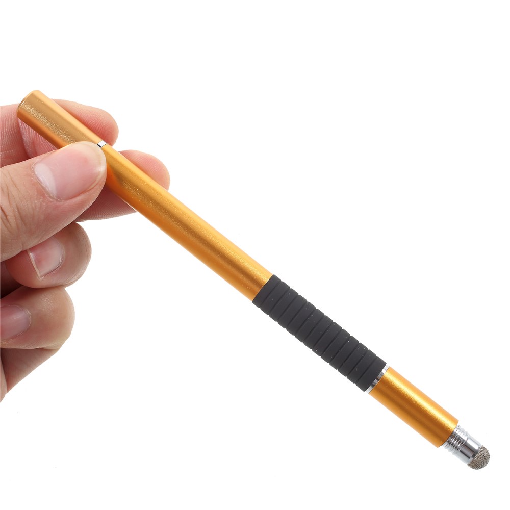 3-in-1 Touch Screen Stylus Pen + Drawing Pen + Ball Point Pen for iPhone iPad Samsung etc - Gold-3