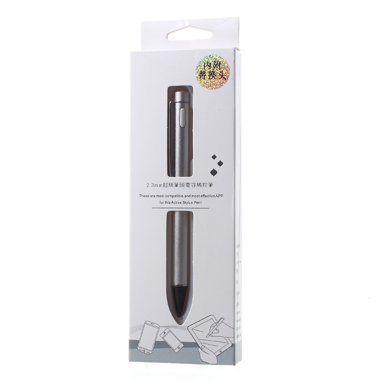 2.3mm Fine Point Active Capacitive Stylus Pen USB Charging for iPhone iPad Samsung - Silver Color-7