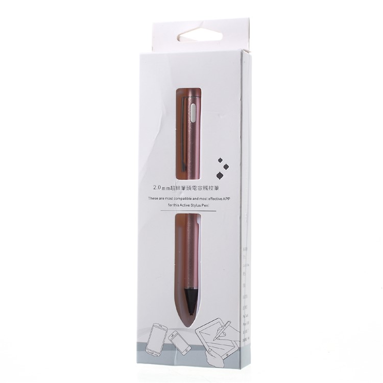 Metal Tip 2.0mm High-precision Capacitive Touch Screen Pen Stylus for iPhone iPad Samsung - Rose Gold Color-8