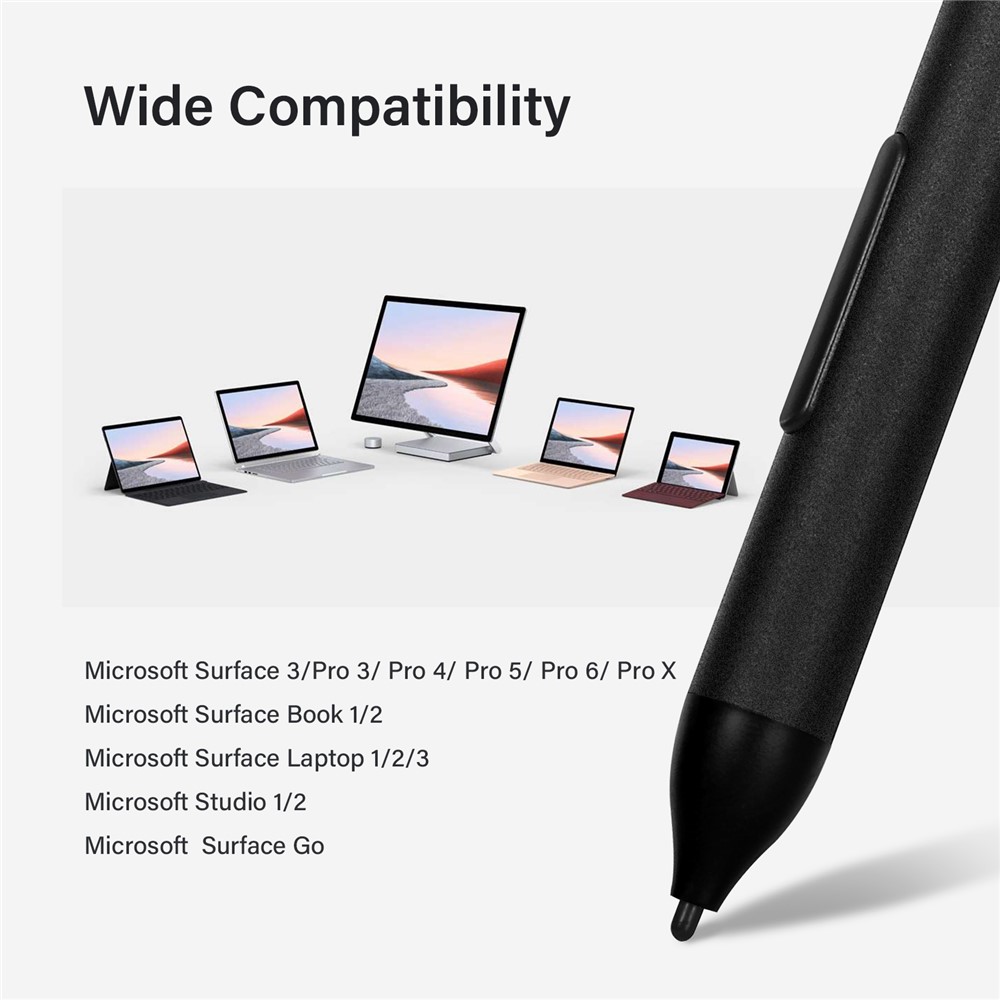 Laptop Stylus Pen with 1024 Levels of Pressure Points Tilt Sensitivity for Microsoft Surface Pro 3/4/5/6/7, Surface Book 2/1, Surface Laptop 1/2/3 - Black-7