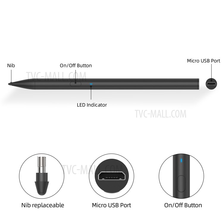 High Sensitivity Rechargeable Touch Screen Active Stylus Pen for iPad Pro 11-inch/12.9-inch (2021/2020/2018) / iPad Air (2020) / iPad mini (2019) 7.9 inch - Black-10