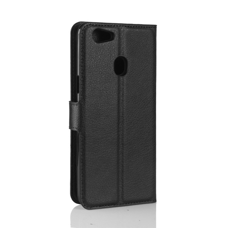 Litchi Skin PU Leather Wallet Stand Phone Shell for OPPO F5 - Black-6