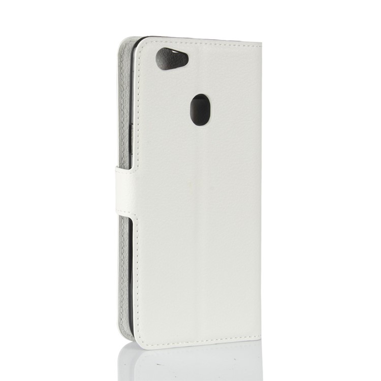 Litchi Skin PU Leather Wallet Stand Phone Cover for OPPO F5 - White-6