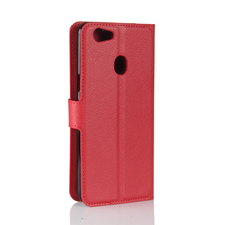 Litchi Skin PU Leather Wallet Stand Phone Case for OPPO F5 - Red-6