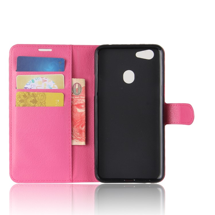 Litchi Skin PU Leather Wallet Stand Mobile Phone Shell for OPPO F5 - Rose-3