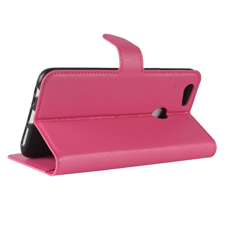 Litchi Skin PU Leather Wallet Stand Mobile Phone Shell for OPPO F5 - Rose-5