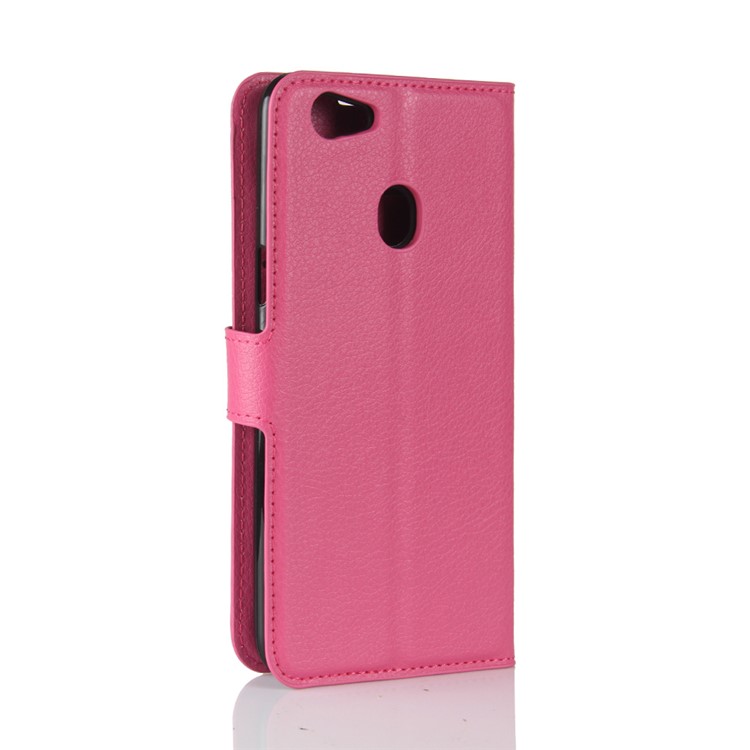Litchi Skin PU Leather Wallet Stand Mobile Phone Shell for OPPO F5 - Rose-6