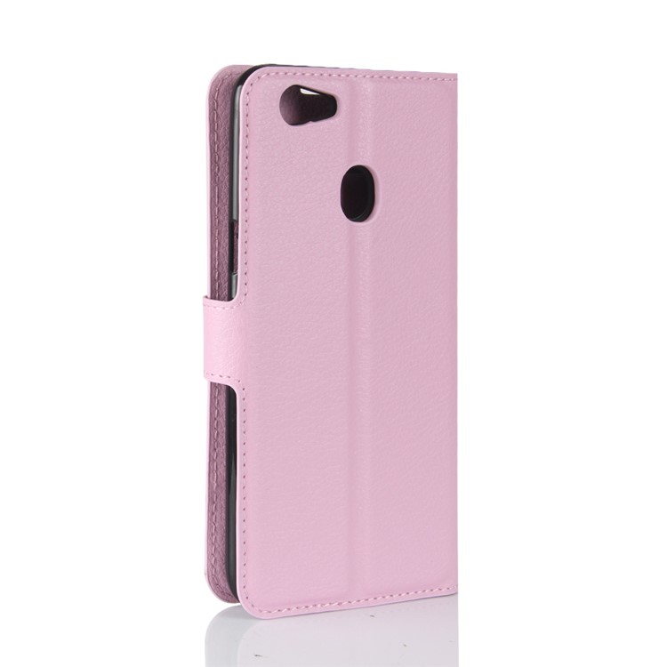 Litchi Skin PU Leather Wallet Stand Cell Phone Shell for OPPO F5 - Pink-6