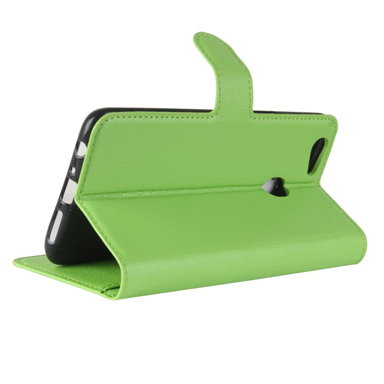 Litchi Skin PU Leather Wallet Stand Mobile Phone Cover for OPPO F5 - Green-5