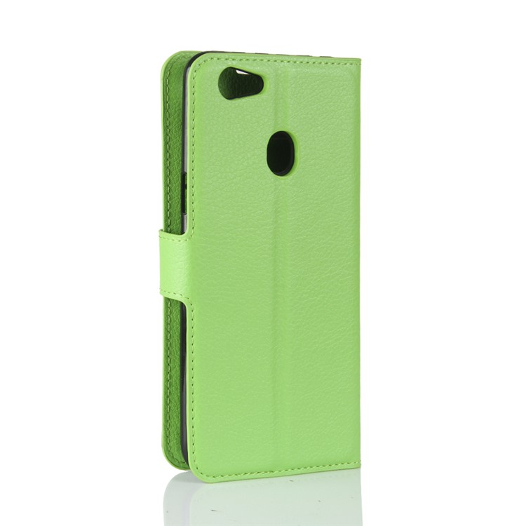 Litchi Skin PU Leather Wallet Stand Mobile Phone Cover for OPPO F5 - Green-6