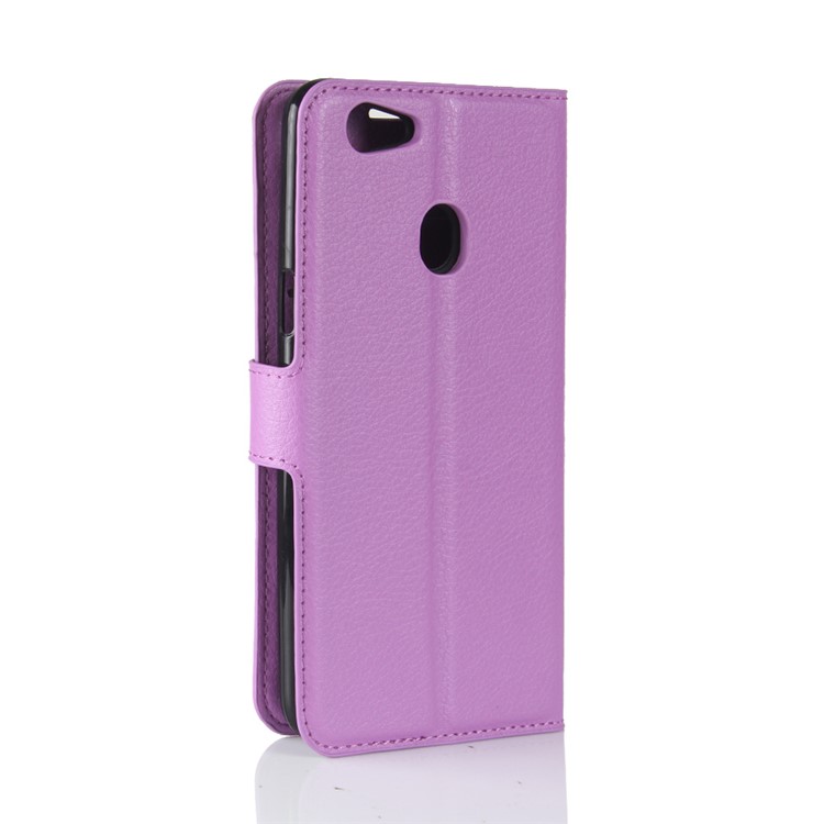Litchi Skin PU Leather Wallet Stand Mobile Phone Case for OPPO F5 - Purple-6