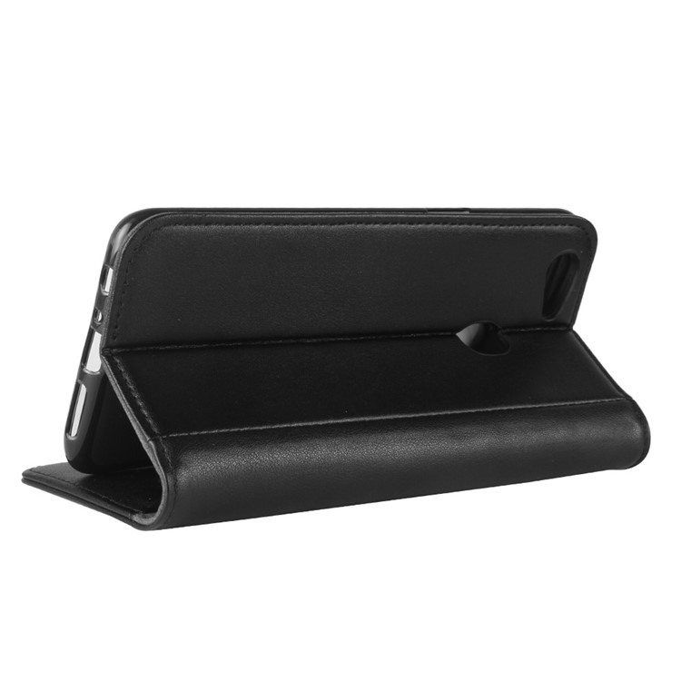 Split Leather Magnetic Wallet Phone Shell with Stand for OPPO F5 - Black-6