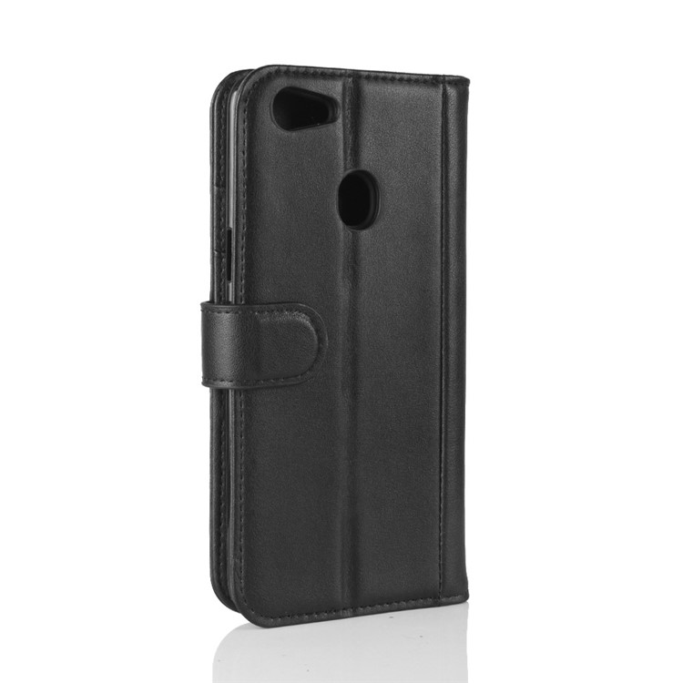 Split Leather Magnetic Wallet Phone Shell with Stand for OPPO F5 - Black-7