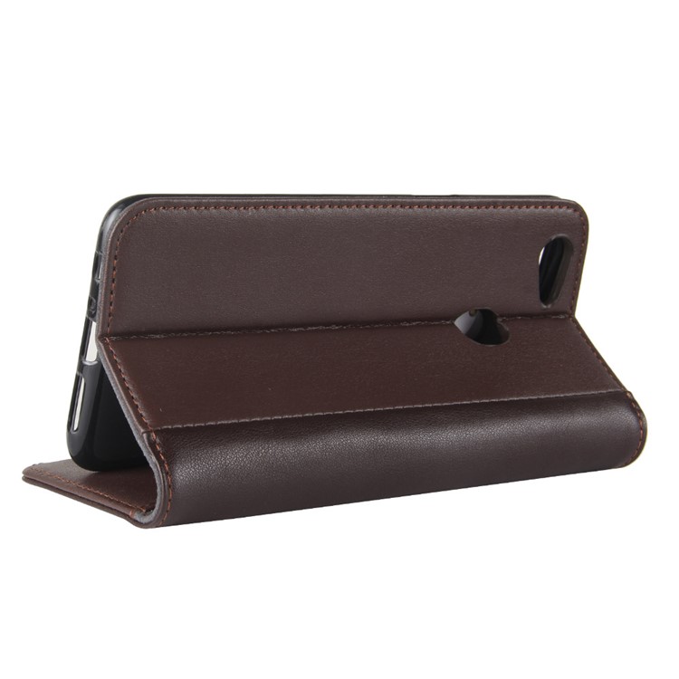 Split Leather Magnetic Wallet Phone Cover with Stand for OPPO F5 - Brown-6