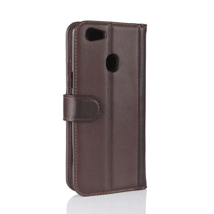 Split Leather Magnetic Wallet Phone Cover with Stand for OPPO F5 - Brown-7