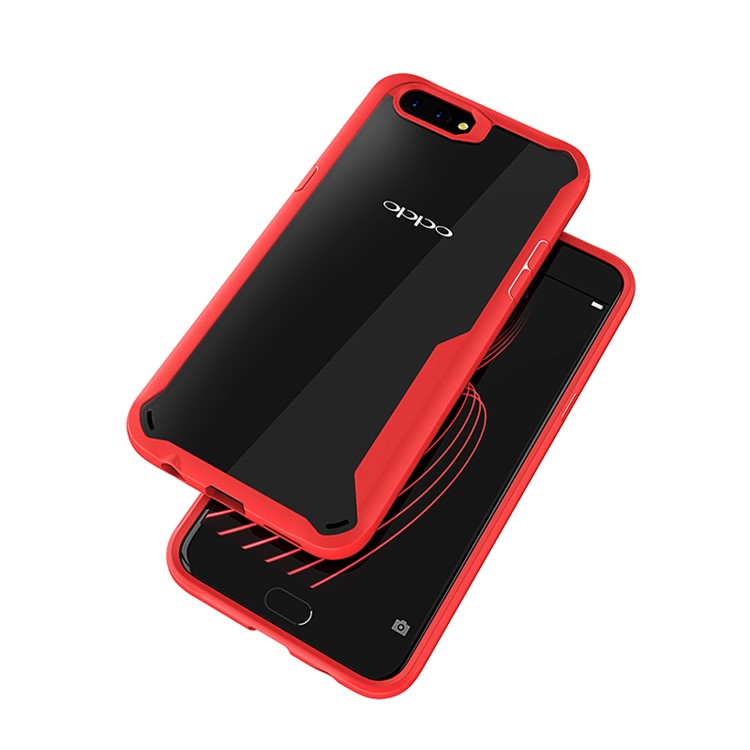 Shock Absorption PC + TPU Hybrid Back Case for OPPO R11 - Red-2