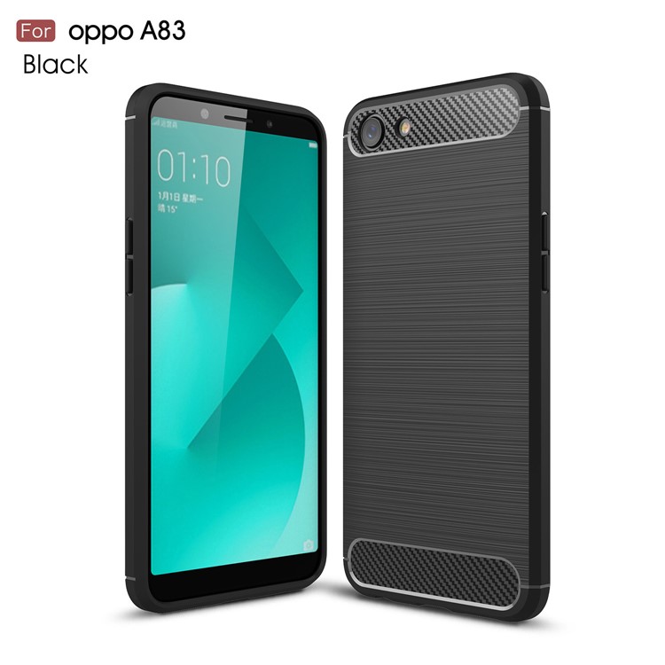 Carbon Fibre Brushed TPU Case for OPPO A83 - Black-1