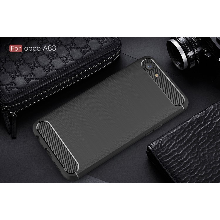 Carbon Fibre Brushed TPU Case for OPPO A83 - Black-10
