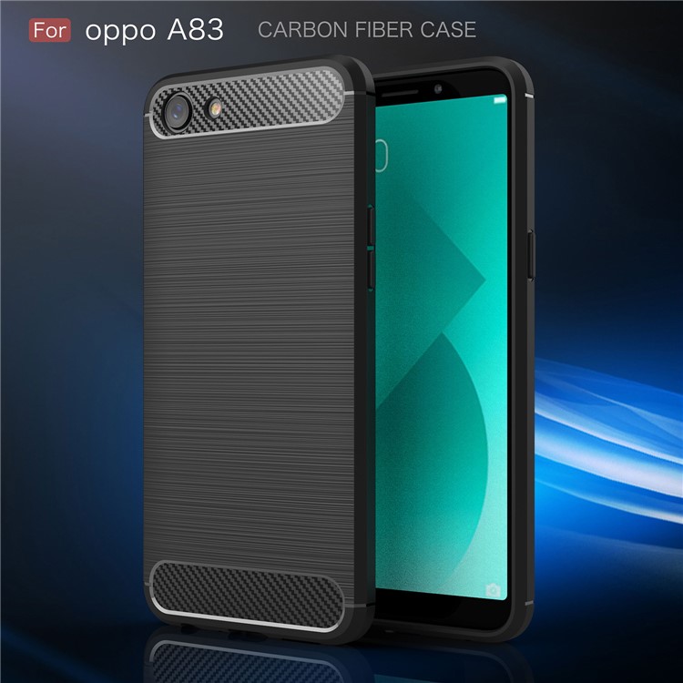 Carbon Fibre Brushed TPU Case for OPPO A83 - Black-2
