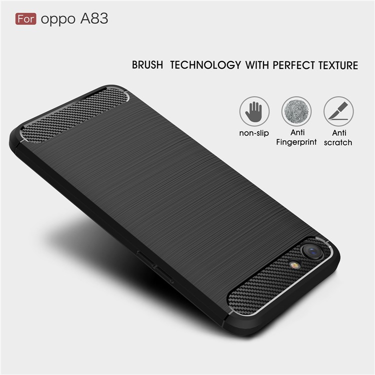 Carbon Fibre Brushed TPU Case for OPPO A83 - Black-3