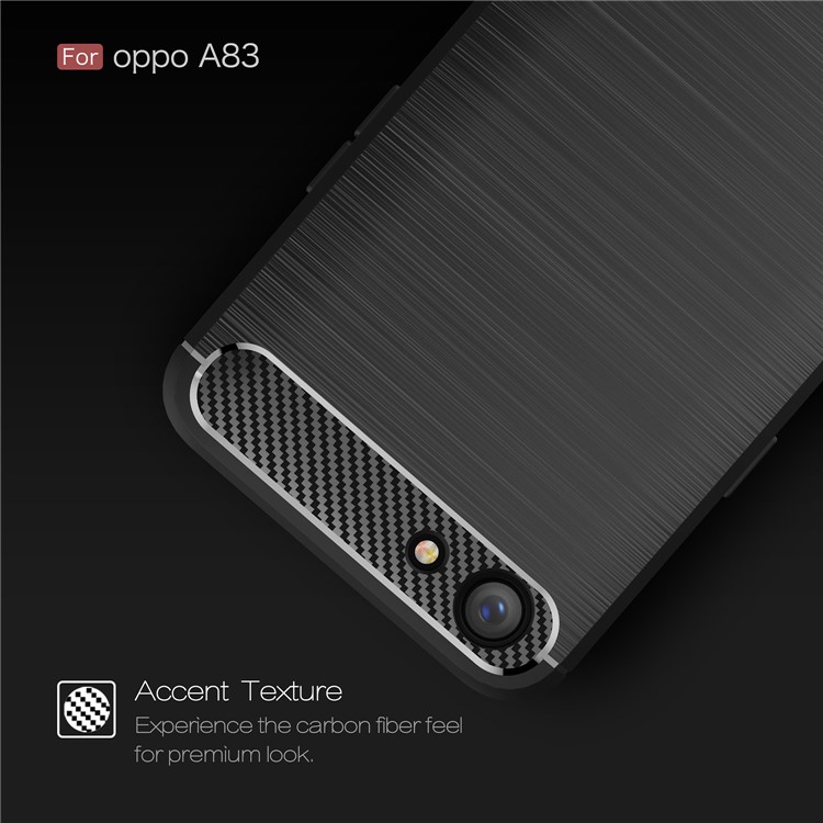 Carbon Fibre Brushed TPU Case for OPPO A83 - Black-4