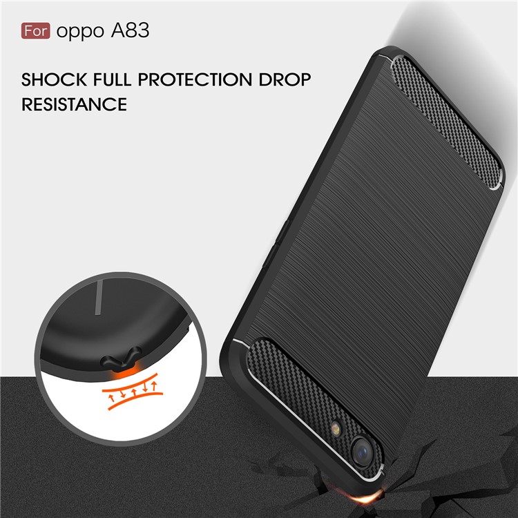 Carbon Fibre Brushed TPU Case for OPPO A83 - Black-6