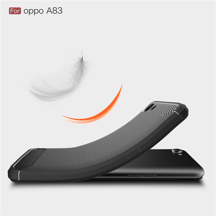 Carbon Fibre Brushed TPU Case for OPPO A83 - Black-7