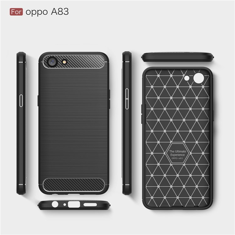 Carbon Fibre Brushed TPU Case for OPPO A83 - Black-9
