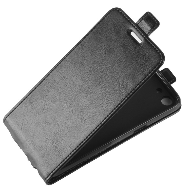 Crazy Horse Leather Vertical Flip Card Slot Mobile Cover for OPPO A83 - Black-4