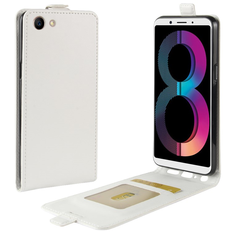 Crazy Horse Leather Vertical Flip Card Slot Mobile Case for OPPO A83 - White-1