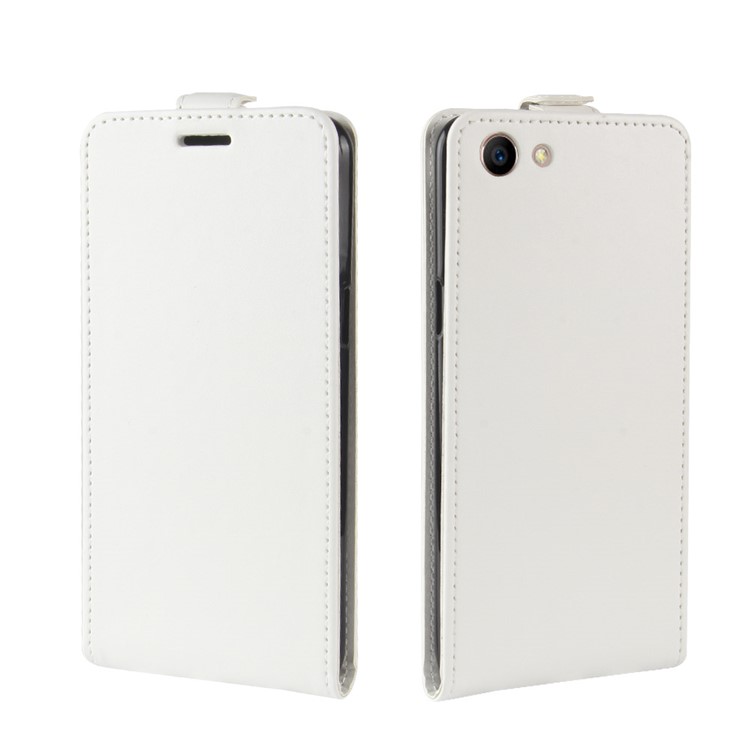 Crazy Horse Leather Vertical Flip Card Slot Mobile Case for OPPO A83 - White-2