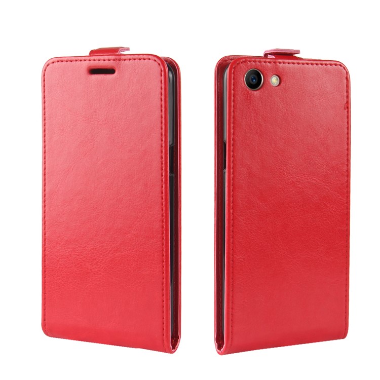 Crazy Horse Leather Vertical Flip Card Slot Mobile Shell for OPPO A83 - Red-2