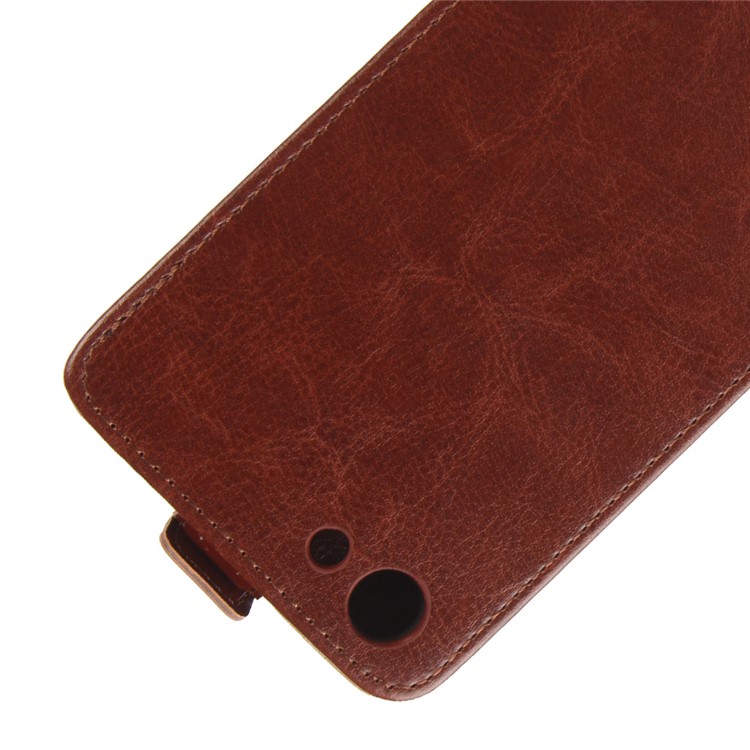 Crazy Horse Leather Vertical Flip Card Slot Mobile Phone Casing for OPPO A83 - Brown-3